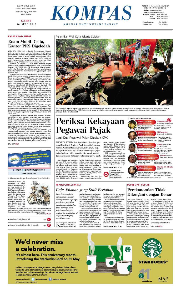 Jual Koran Kompas 16 Mei 2013 Gramedia Digital Indonesia