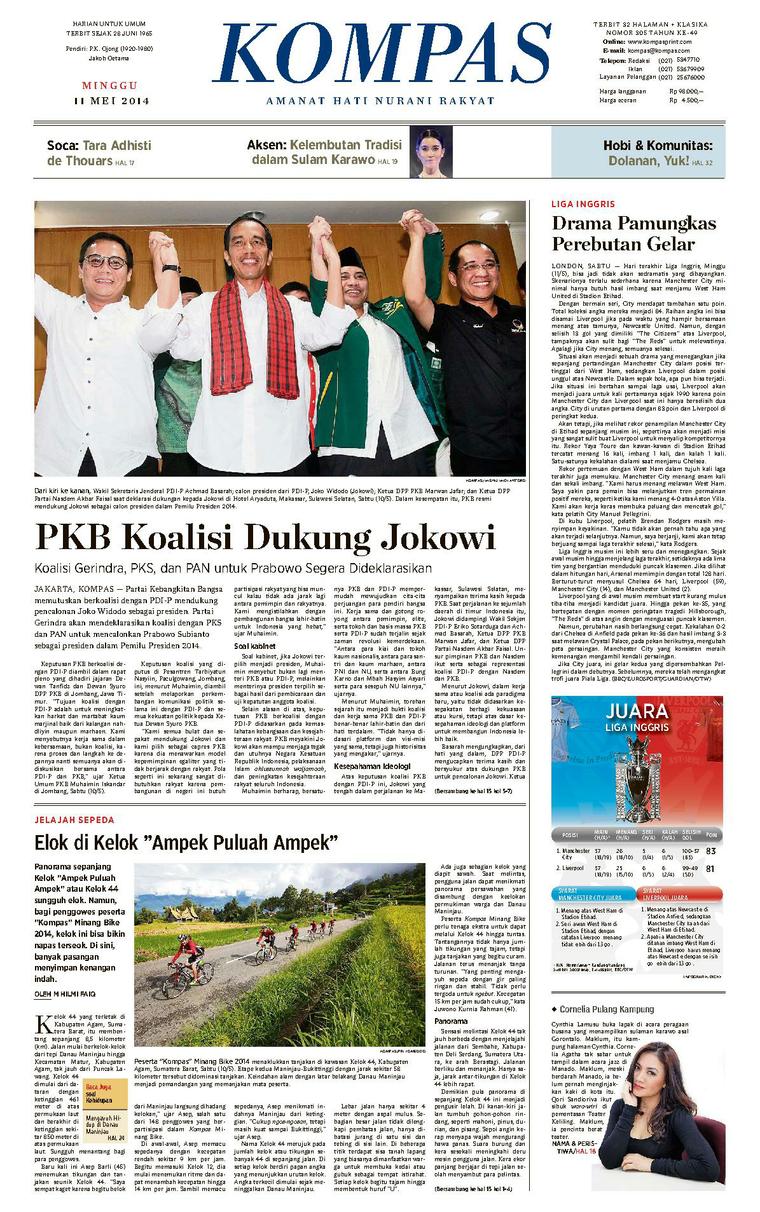 KOMPAS Newspaper [Pagi] 11 May 2014 - Gramedia Digital