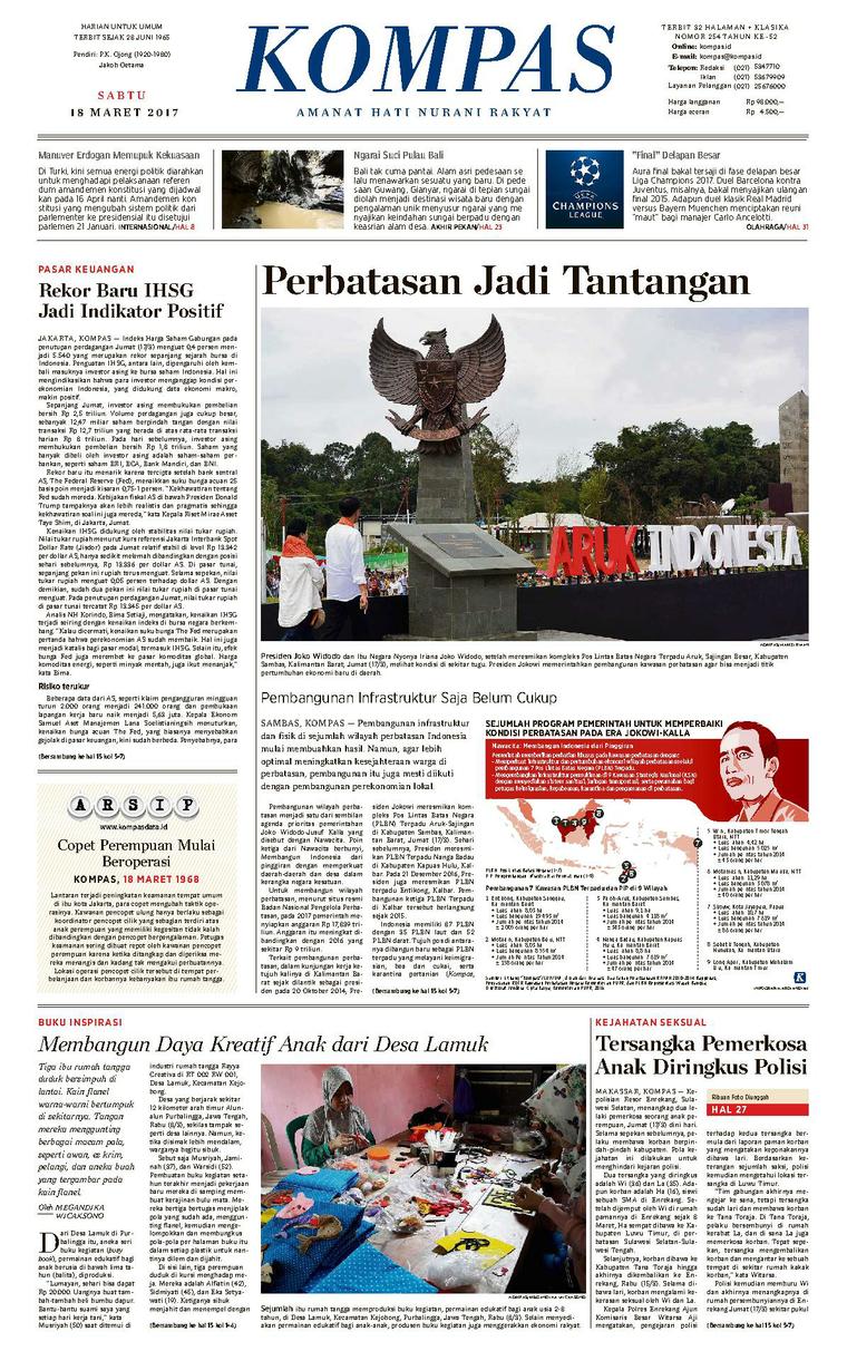 Kompas Newspaper Pagi 18 March 2017 Gramedia Digital