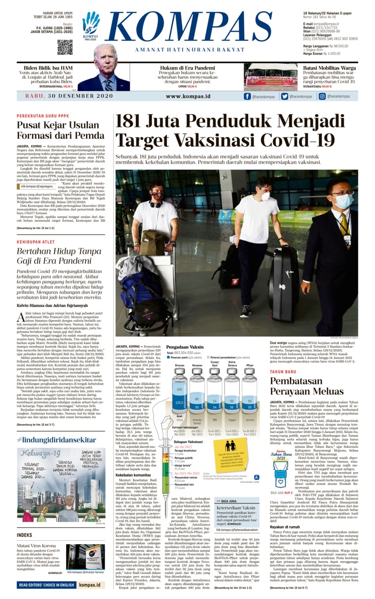 Kompas Newspaper 30 December Gramedia Digital