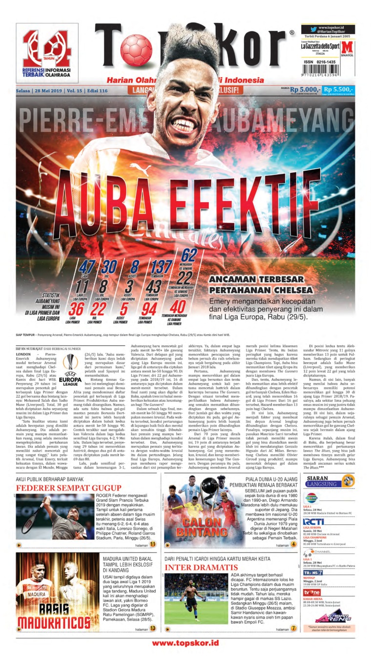 Top Skor Newspaper 28 May 2019 Gramedia Digital