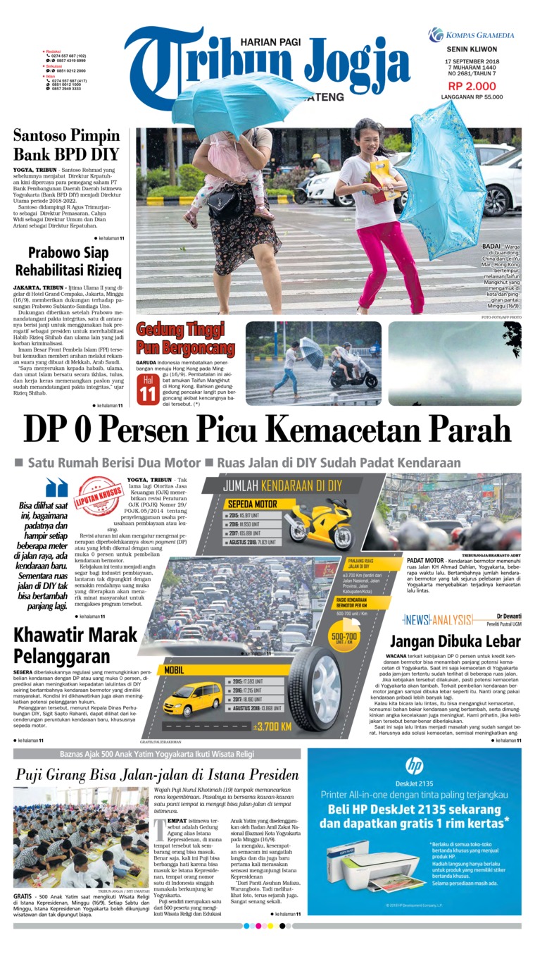 Tribun Jogja Newspaper 17 September 2018 Gramedia Digital