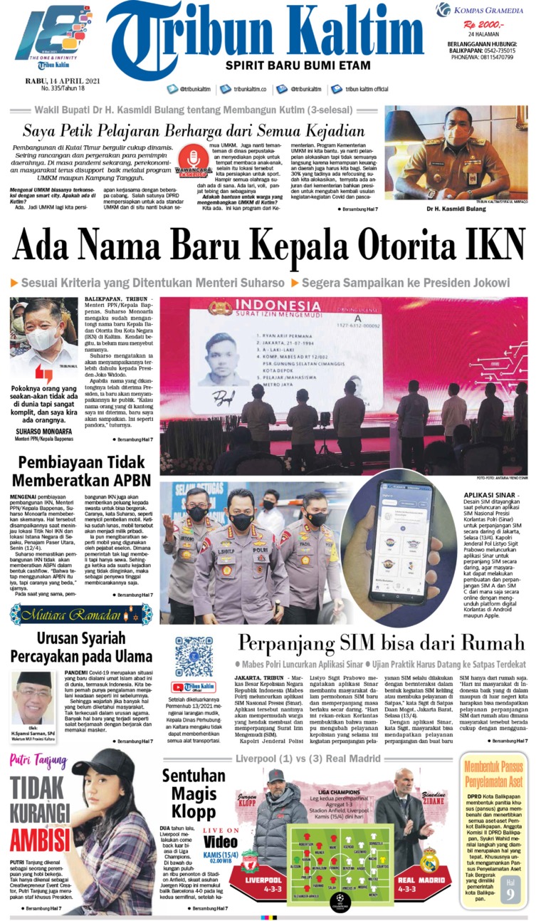 Tribun Kaltim Newspaper 14 April 2021 Gramedia Digital