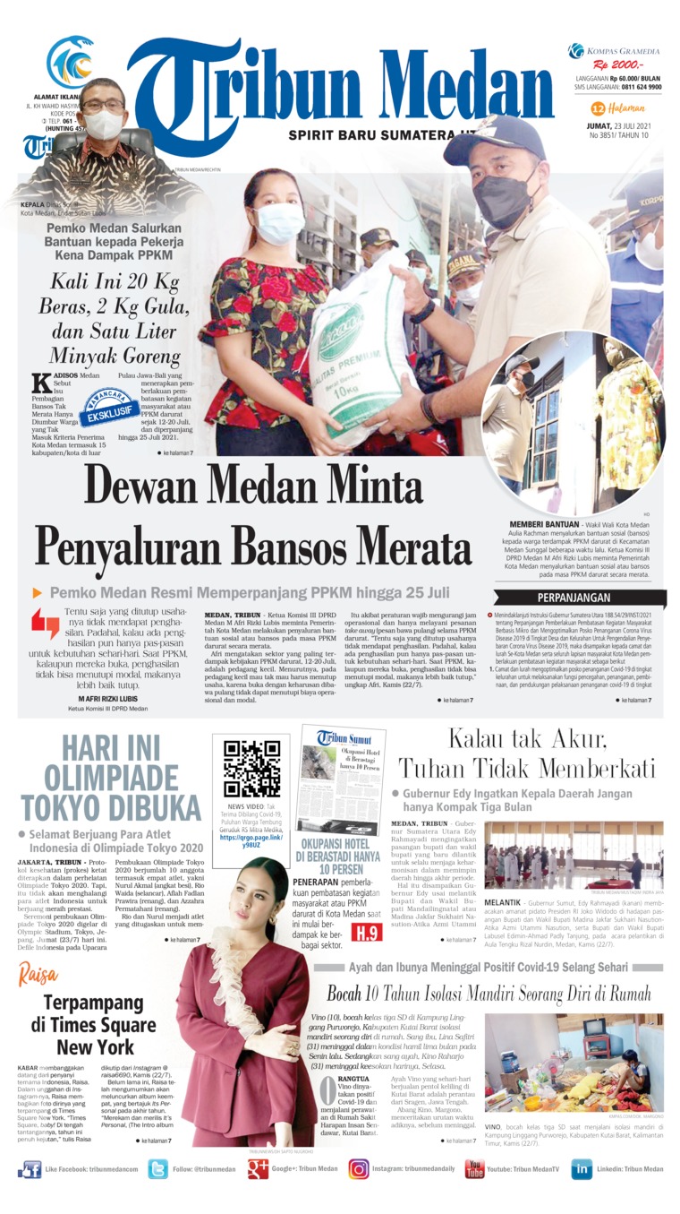 Tribun Medan Newspaper 23 July 2021 - Gramedia Digital