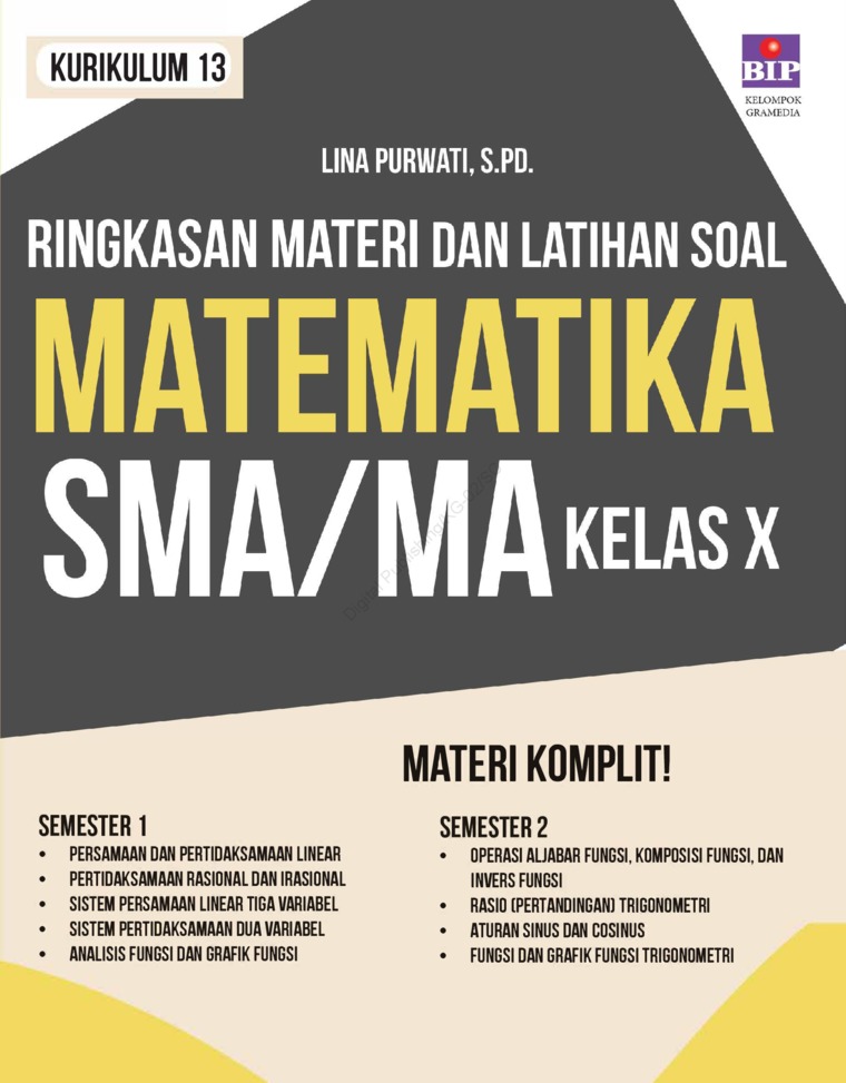 Ringkasan Materi Dan Latihan Soal Matematika Wajib Kelas X Sma Book By Lina Purwati Gramedia Digital