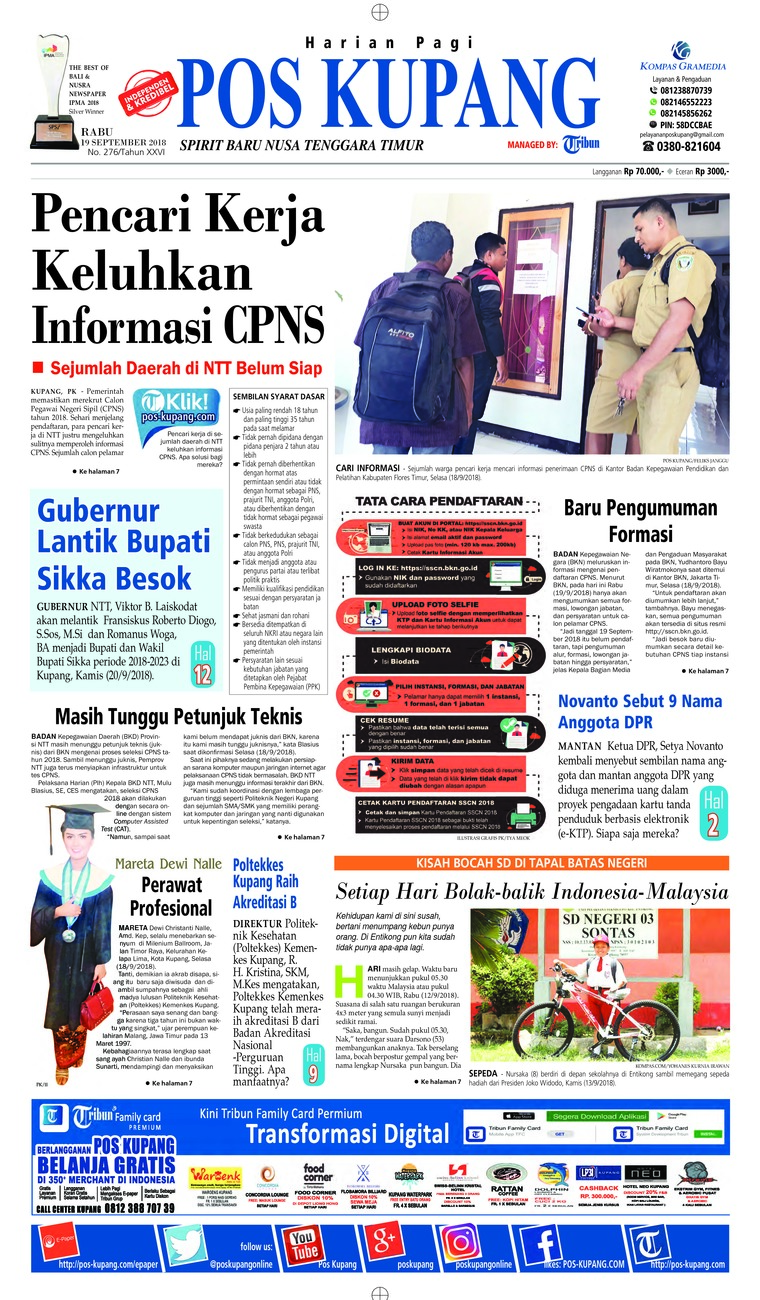 Pos Kupang Newspaper 19 September 2018 Gramedia Digital