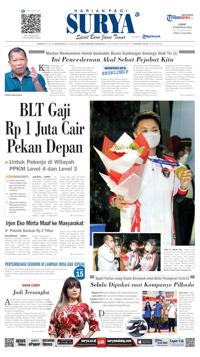 Surya Newspaper 06 August 2021 Gramedia Digital