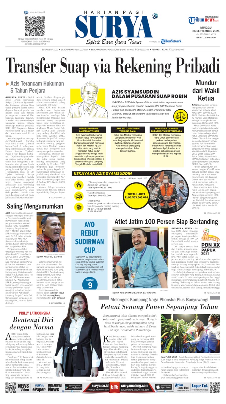 Surya Newspaper 26 September 2021 - Gramedia Digital