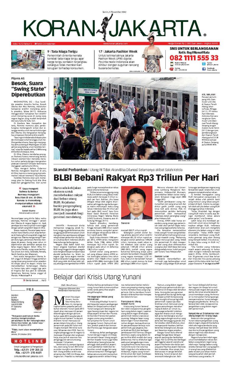 Koran Jakarta Newspaper 05 November 2012 - Gramedia Digital