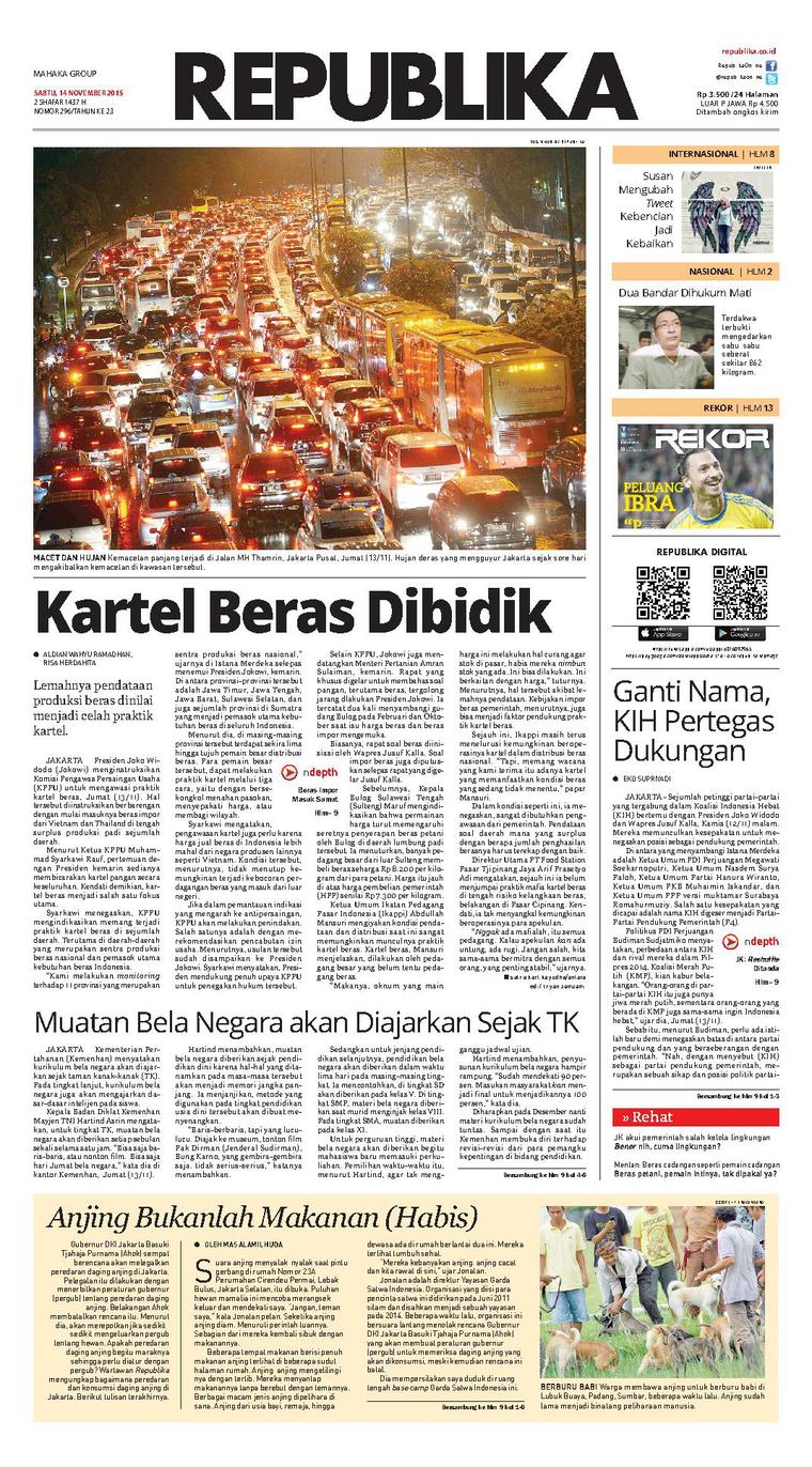 Jual Koran Koran Republika 14 November 2015 Gramedia Digital