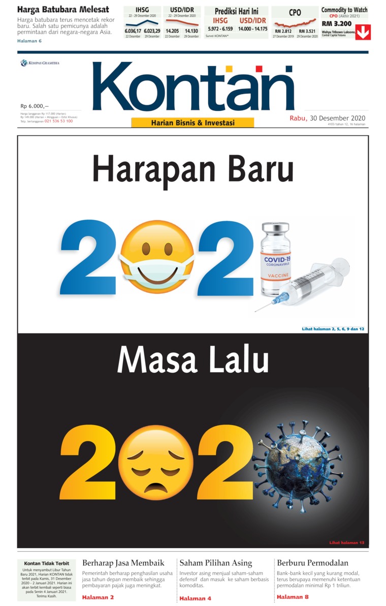 Koran Kontan Newspaper 30 December Gramedia Digital