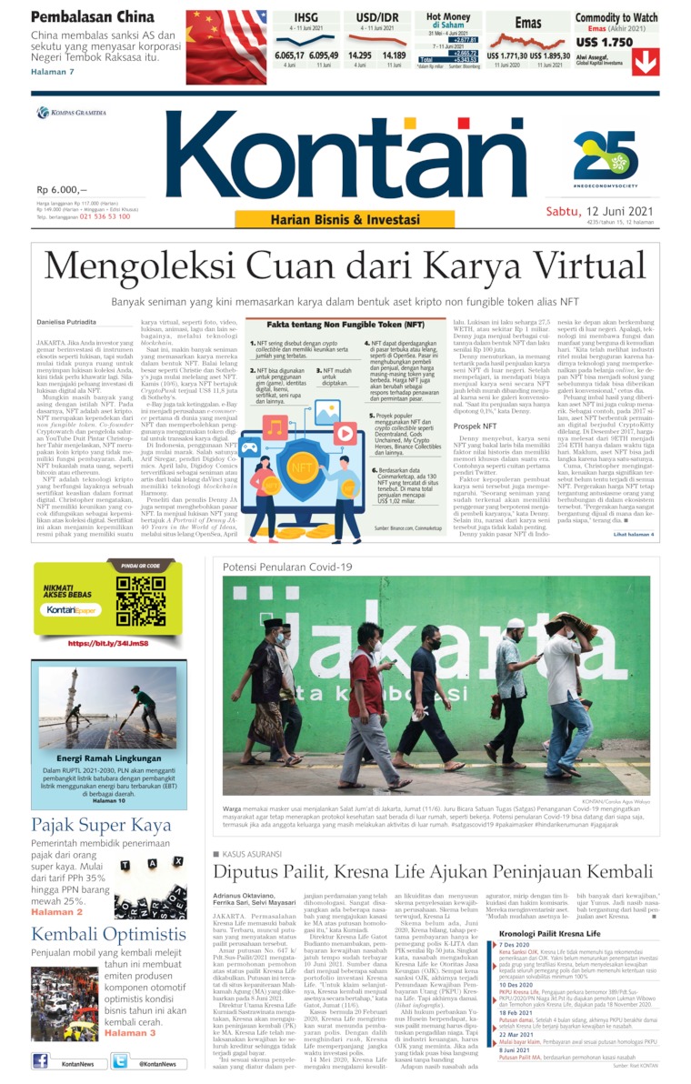 Koran Kontan Newspaper 12 June 21 Gramedia Digital