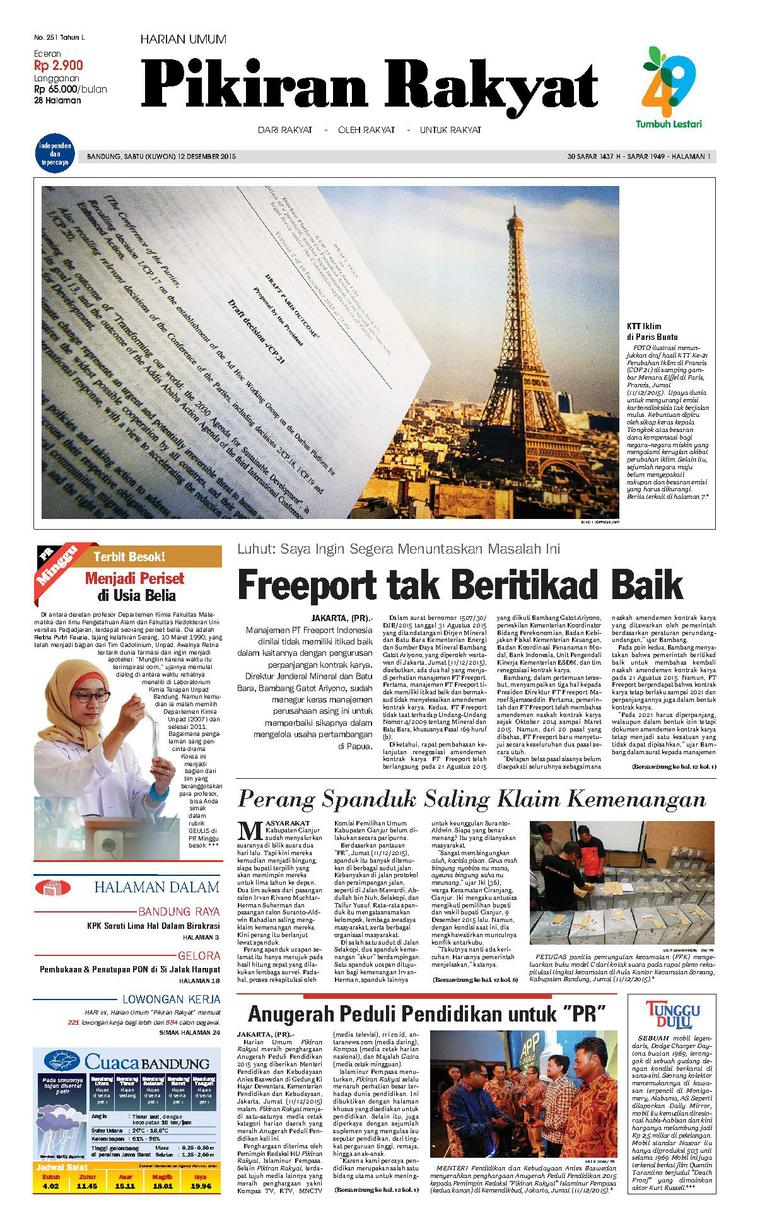 Jual Koran Pikiran Rakyat 12 Desember 2015 Gramedia Digital Indonesia